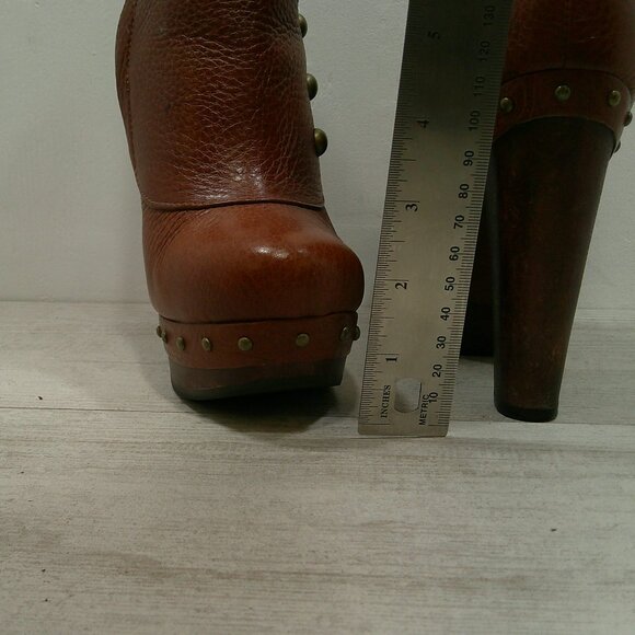 UGG Australia Cognac Leather Platform Studded Heeled Ankle Boot Size 6 | UK 4.5 - Picture 11 of 14
